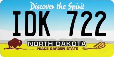 ND license plate IDK722