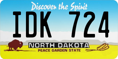 ND license plate IDK724