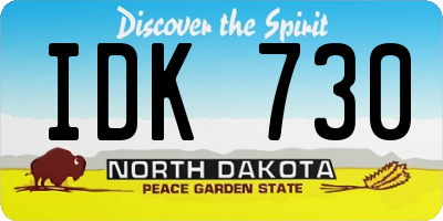 ND license plate IDK730