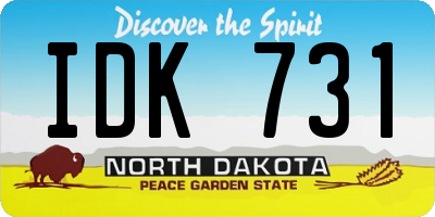 ND license plate IDK731