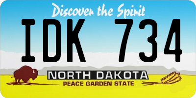 ND license plate IDK734