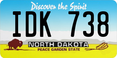 ND license plate IDK738