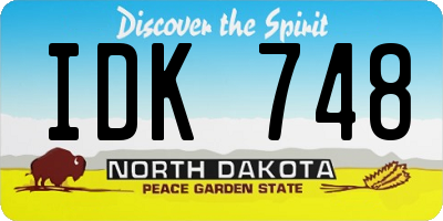 ND license plate IDK748