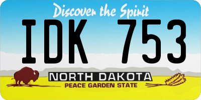 ND license plate IDK753