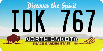 ND license plate IDK767