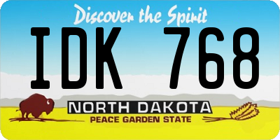 ND license plate IDK768