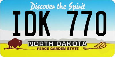 ND license plate IDK770