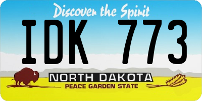 ND license plate IDK773