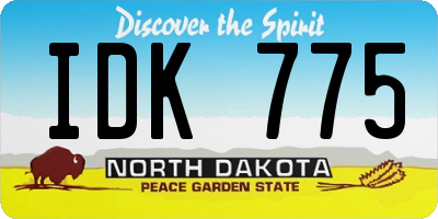 ND license plate IDK775
