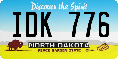 ND license plate IDK776