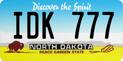 ND license plate IDK777