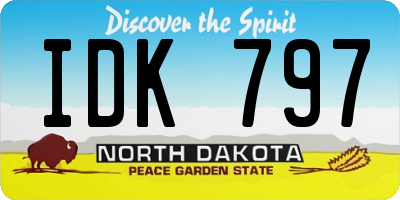 ND license plate IDK797