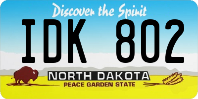 ND license plate IDK802