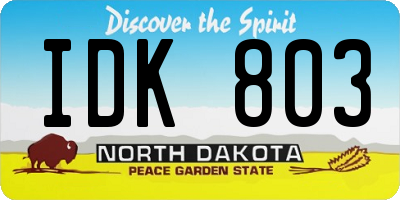 ND license plate IDK803