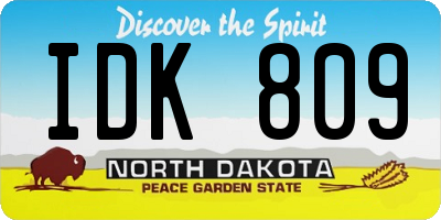 ND license plate IDK809