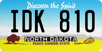 ND license plate IDK810