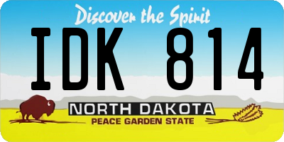 ND license plate IDK814