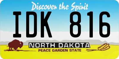 ND license plate IDK816