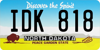 ND license plate IDK818