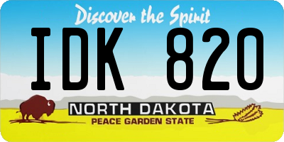 ND license plate IDK820