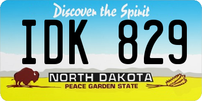 ND license plate IDK829