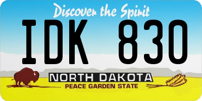 ND license plate IDK830