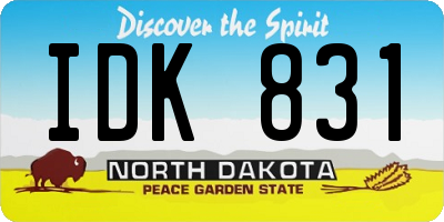 ND license plate IDK831