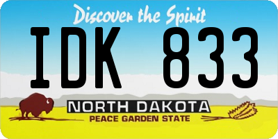 ND license plate IDK833