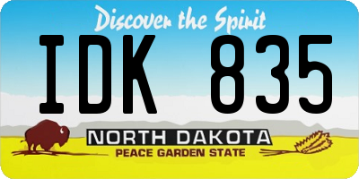 ND license plate IDK835
