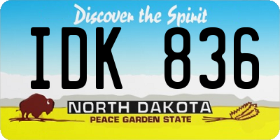 ND license plate IDK836