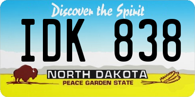 ND license plate IDK838