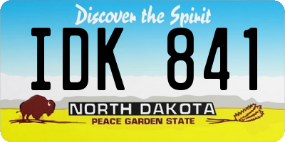 ND license plate IDK841