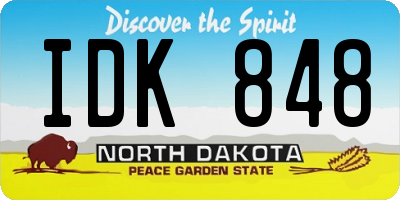 ND license plate IDK848
