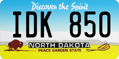 ND license plate IDK850