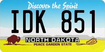 ND license plate IDK851