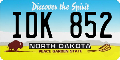 ND license plate IDK852