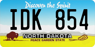 ND license plate IDK854
