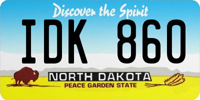 ND license plate IDK860