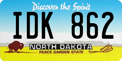 ND license plate IDK862