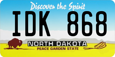 ND license plate IDK868