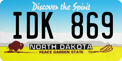 ND license plate IDK869