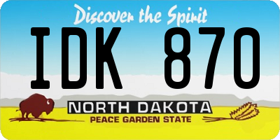 ND license plate IDK870