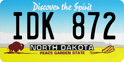 ND license plate IDK872
