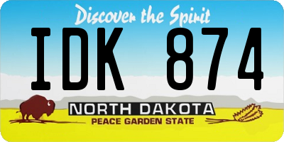 ND license plate IDK874
