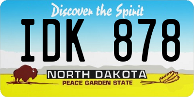 ND license plate IDK878