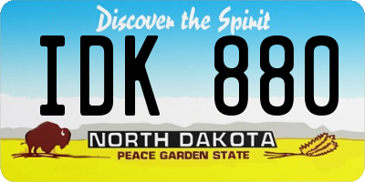 ND license plate IDK880