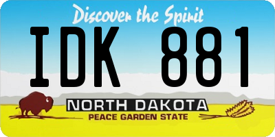 ND license plate IDK881