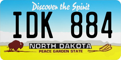 ND license plate IDK884