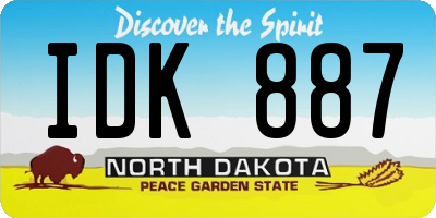 ND license plate IDK887