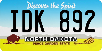 ND license plate IDK892